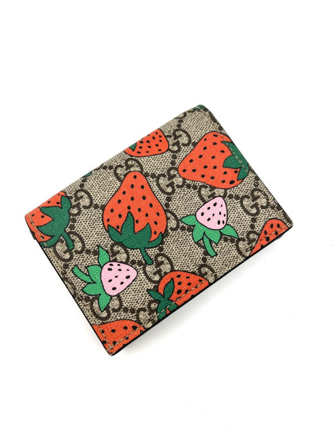 Gucci Strawberry Print Card Case Wallet