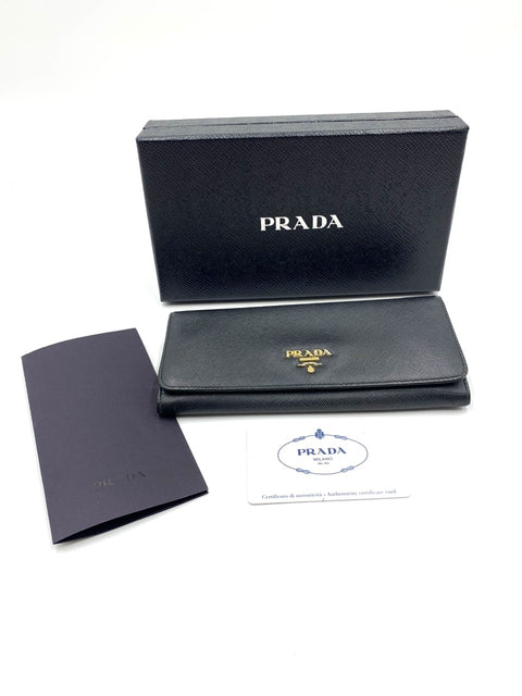 Prada Wallet in Black Saffiano Leather