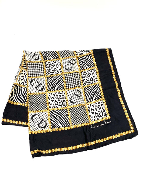 Christian Dior Black Silk Scarf