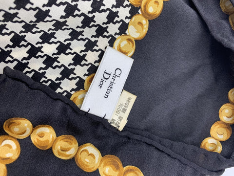 Christian Dior Black Silk Scarf
