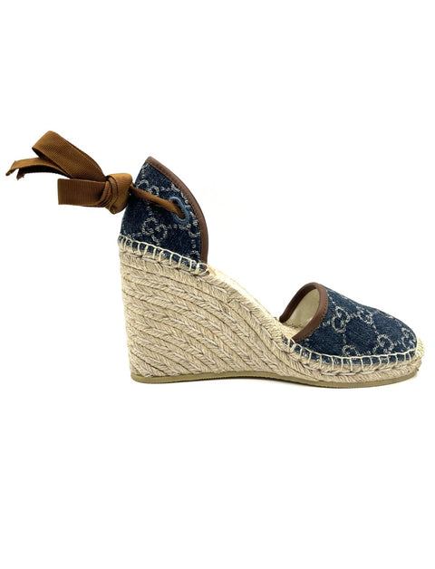 Gucci GG Denim Wedge Espadrilles