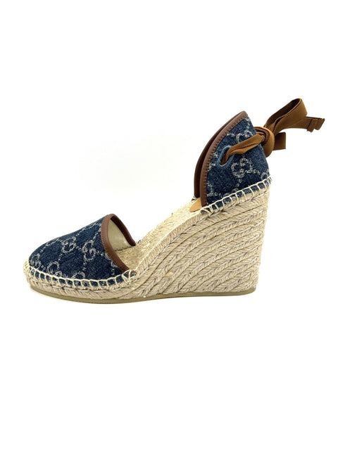 Gucci GG Denim Wedge Espadrilles