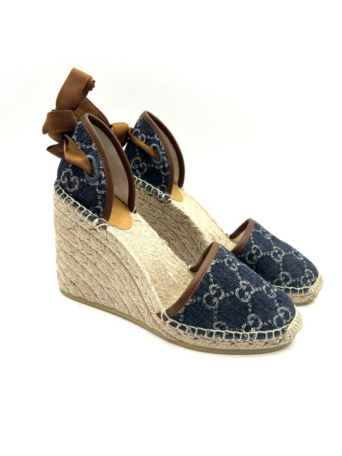 Gucci GG Denim Wedge Espadrilles