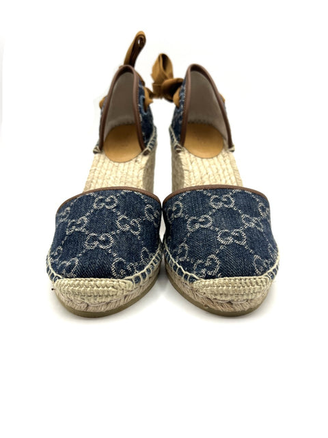 Gucci GG Denim Wedge Espadrilles