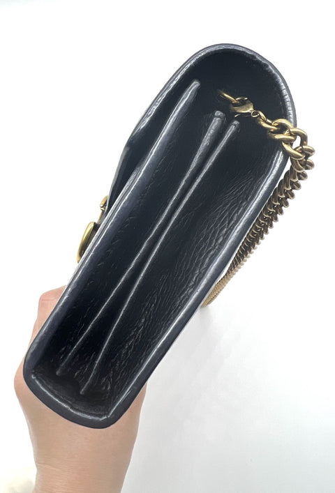 Gucci Black Mini GG Marmont Chain Shoulder Bag