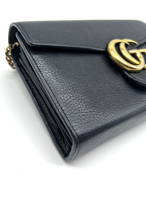 Gucci Black Mini GG Marmont Chain Shoulder Bag