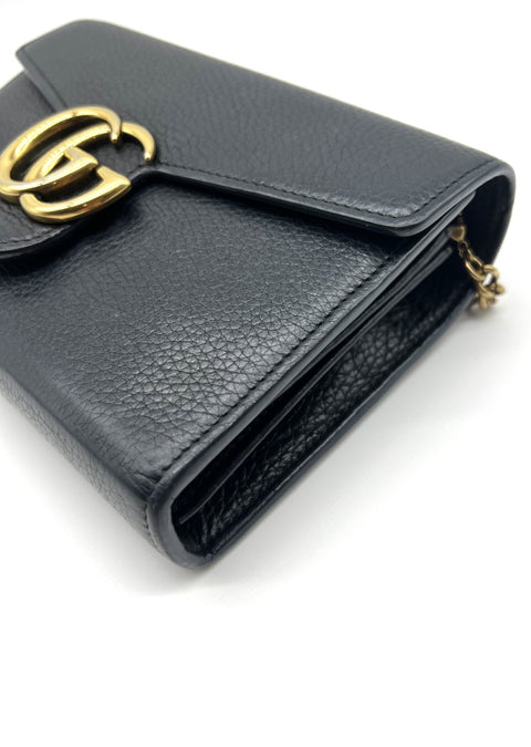 Gucci Black Mini GG Marmont Chain Shoulder Bag