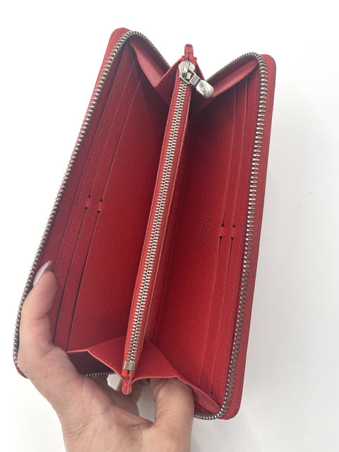 Louis Vuitton Red Epi Leather Zip Around Wallet