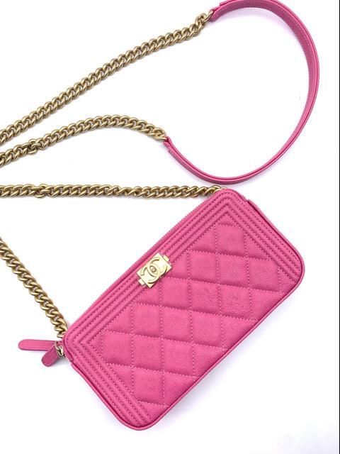 Chanel Boy Double Zip Clutch with Chain Bag