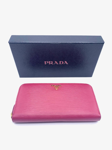 Prada Zip Around Leather Wallet