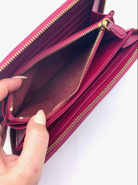 Prada Zip Around Leather Wallet