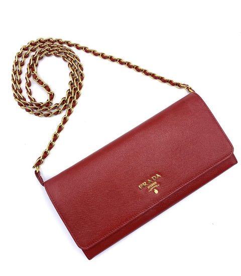 Prada Wallet on Chain in Saffiano Leather