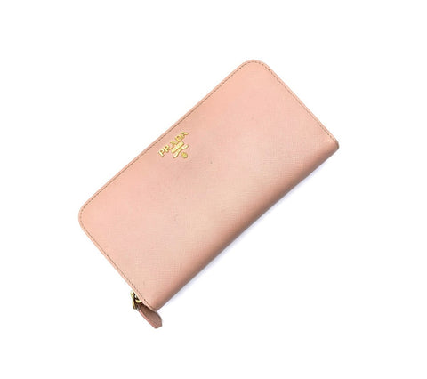 Prada Zip Around Saffiano Leather Wallet