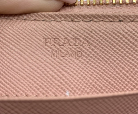 Prada Zip Around Saffiano Leather Wallet