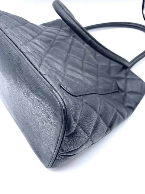 Chanel Black Medallion Tote in Caviar Leather