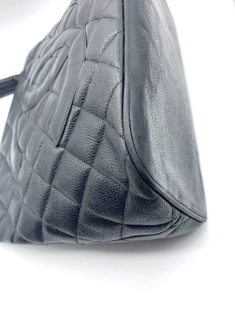 Chanel Black Medallion Tote in Caviar Leather
