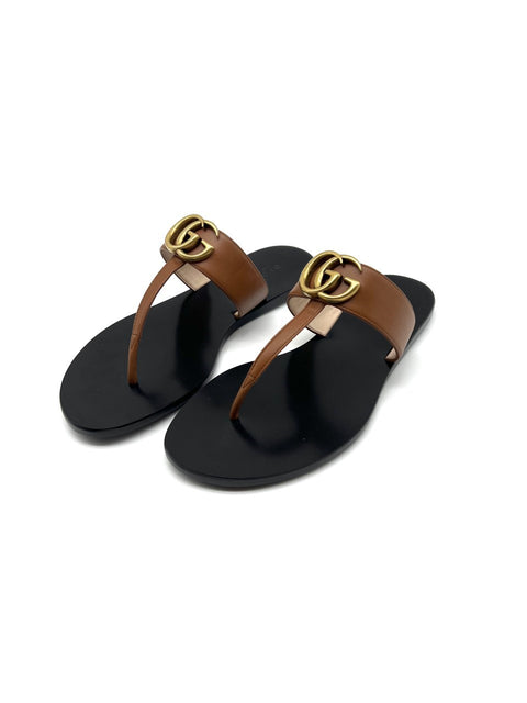 Gucci Leather Thong Sandal With Double G