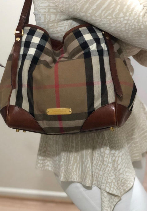 Burberry House Check Fabric & Leather Bag