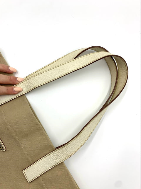 Prada Canvas and Leather Tote Bag