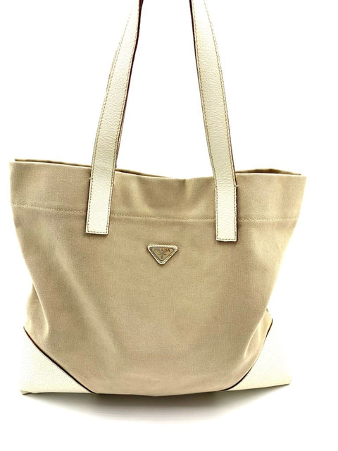Prada Canvas and Leather Tote Bag
