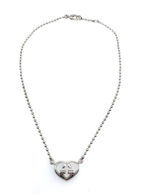 Gucci Ball Chain Open Heart Necklace in Sterling Silver