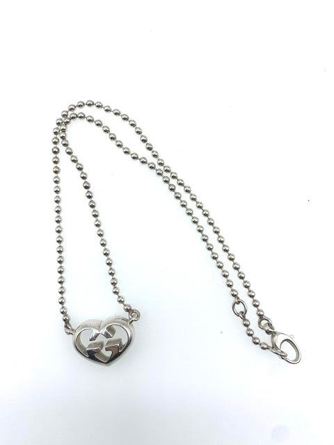 Gucci Ball Chain Open Heart Necklace in Sterling Silver