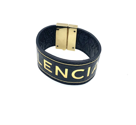 Balenciaga Blanket Embossed Textured Leather Bracelet Cuff