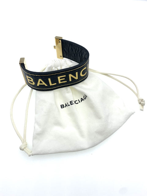 Balenciaga Blanket Embossed Textured Leather Bracelet Cuff