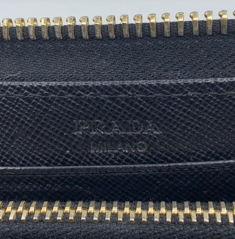 Prada Fiocco Long Zip Around Wallet in Saffiano Leather