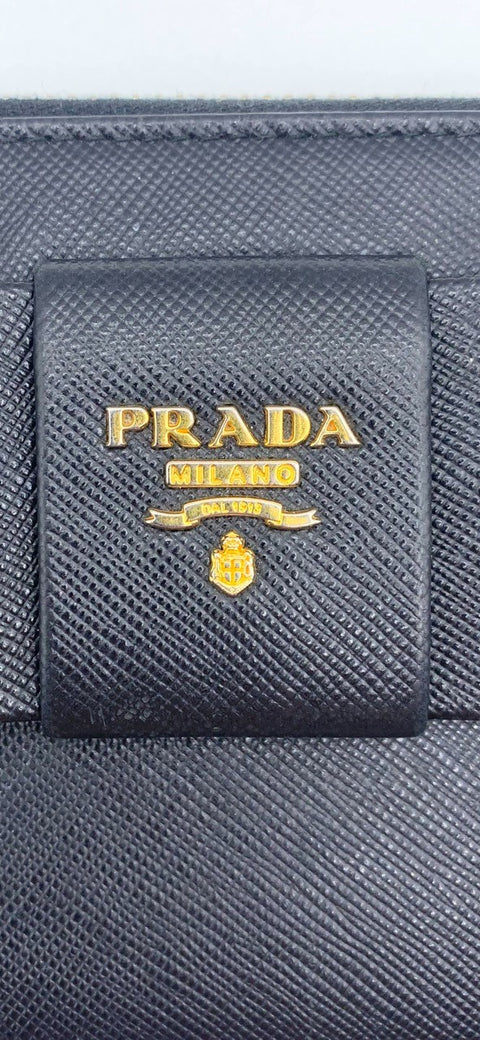 Prada Fiocco Long Zip Around Wallet in Saffiano Leather