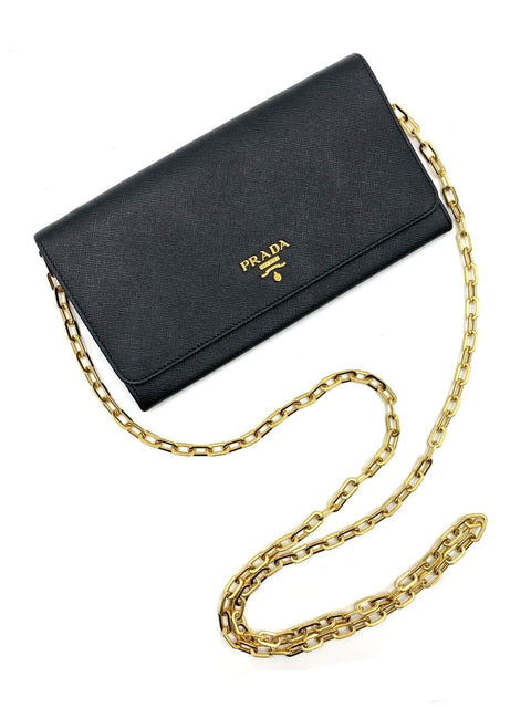 Prada Chain Wallet in Saffiano Leather