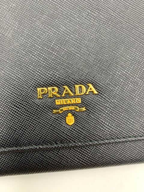 Prada Chain Wallet in Saffiano Leather