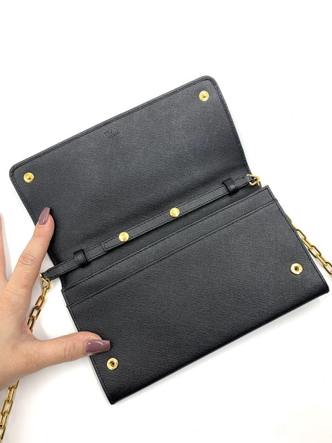 Prada Chain Wallet in Saffiano Leather