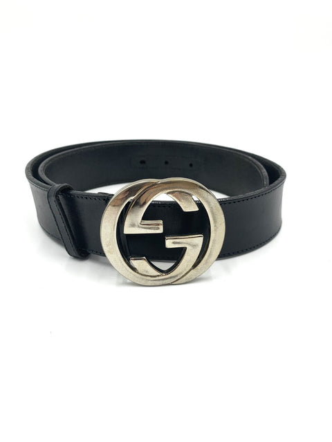 Gucci Black Interlocking G Leather Belt