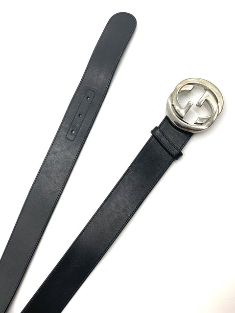 Gucci Black Interlocking G Leather Belt