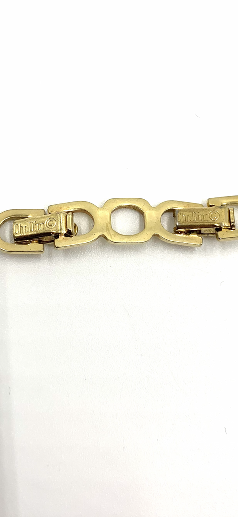 Christian Dior Logo Rhinestone Necklace