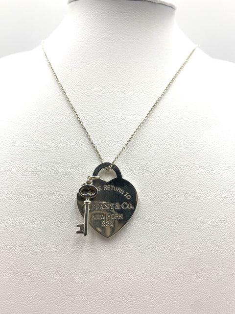 Tiffany & Co Heart Tag Key Pendant in Silver