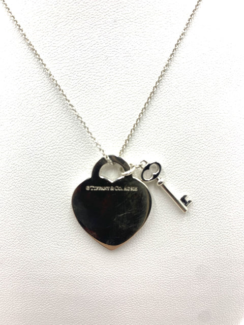 Tiffany & Co Heart Tag Key Pendant in Silver