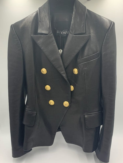 Balmain Leather Blazer Jacket